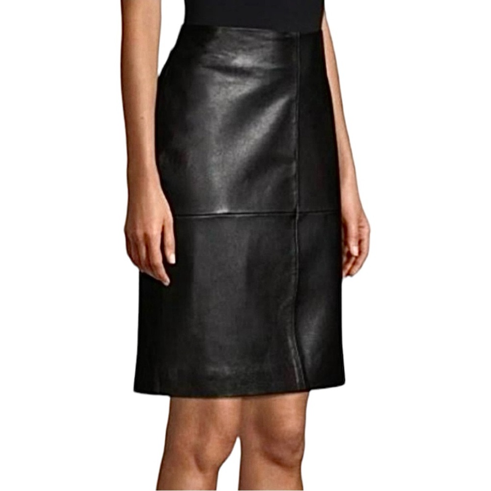 Ann Taylor Genuine Leather Skirt mid length